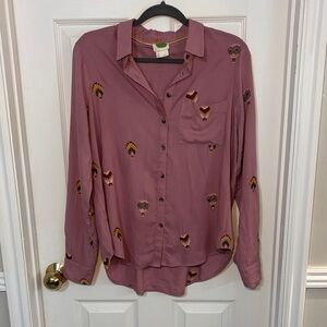 Anthropologie Embroidered Hot Air Balloon Blouse